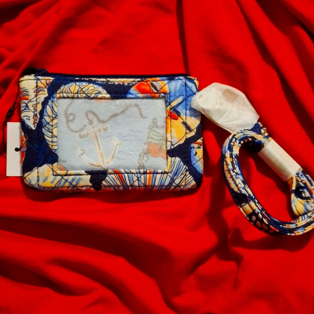 Vera bradley zip id case with lanyard